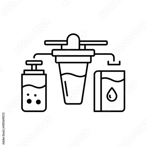 Liquid filtration system with components including bottles and filter  
