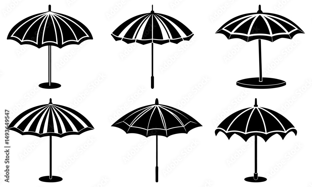 Obraz premium Poolside Umbrella silhouette vector