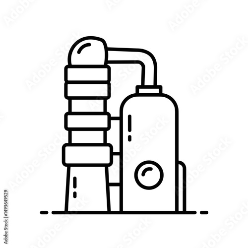 Distillation tower in outline style representing chemical industry icon  