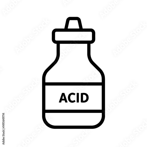 Acid bottle icon in a simple line design on a white background  