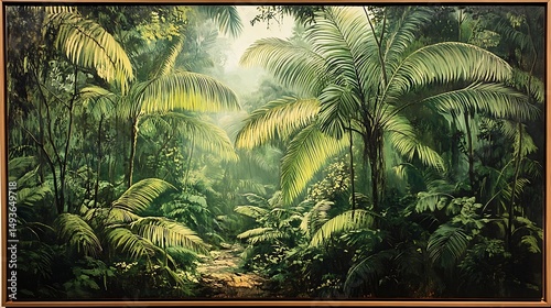 tropical jungle background with palm trees