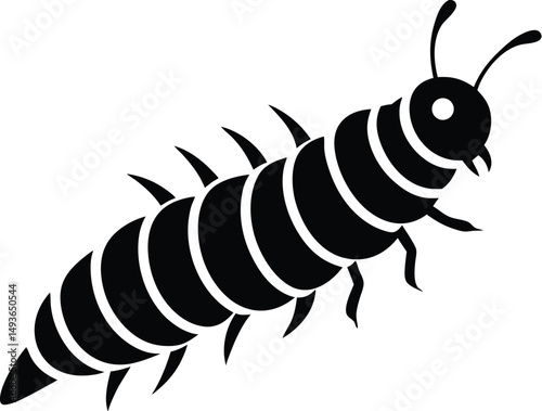 Caterpillar silhouette, crawling insect icon