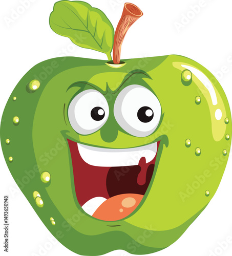 Smiling Green Apple Cartoon