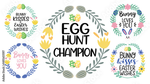 Whimsical Easter Quote Collection with Kisses and Egg Hunt