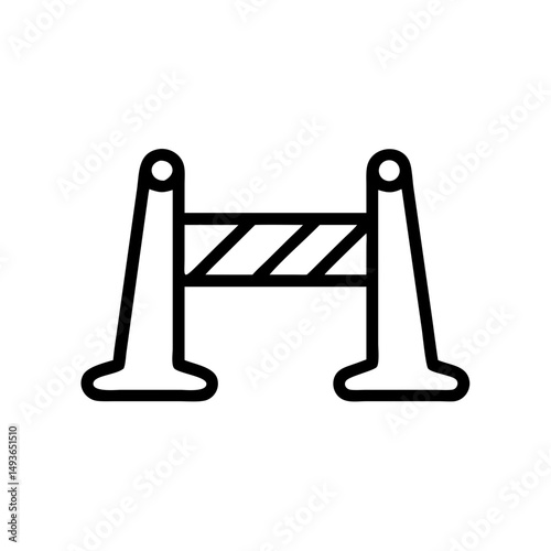 Solid Black Construction Barrier Icon – Road Closure Warning Symbol

