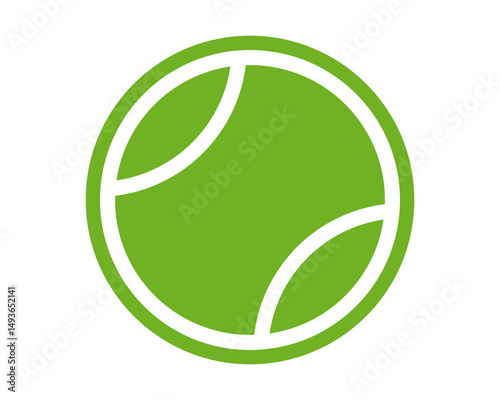 Simple green tennis ball icon on white. Symbol of sport, recreation, and active lifestyle. Great for apps, logos, and web design projects.