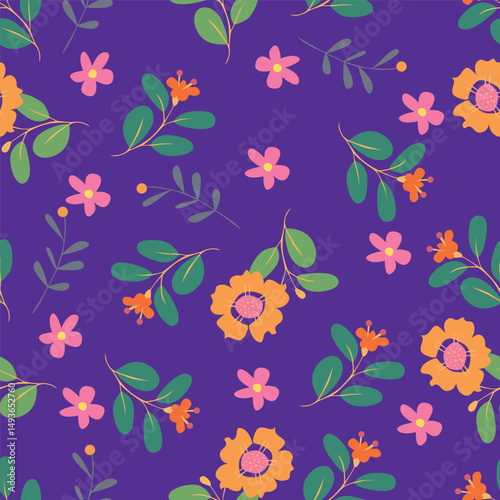 Wallpaper Mural Seamless pattern with floral background Torontodigital.ca