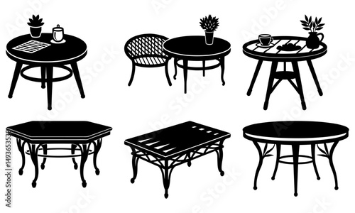 Outdoor Coffee Table silhouette vector
