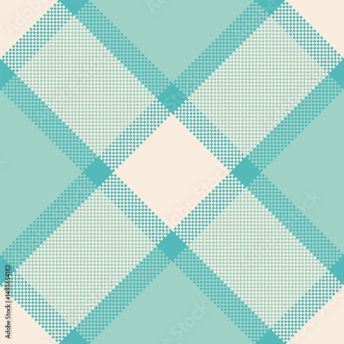 Elegant teal and cream plaid pattern.  Subtle halftone texture adds depth. Perfect for textile designs, website backgrounds, or stationery.
