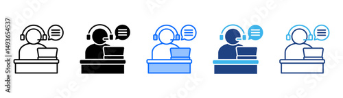 Support Center Icon Set With Multiple Style Collection 