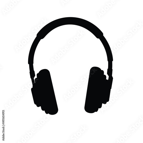 Black silhouette headphones music audio icon