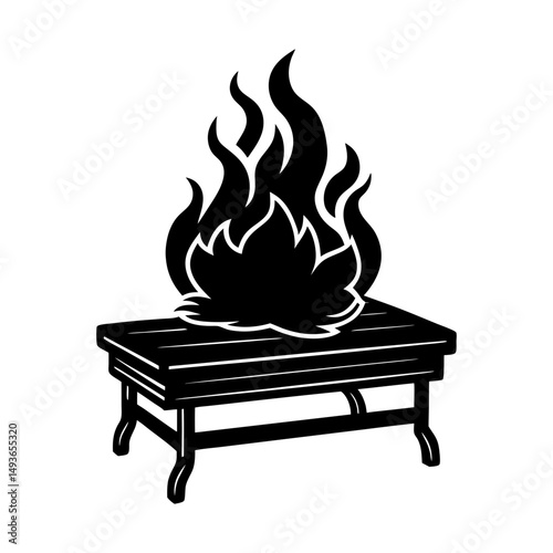 Fire Pit Bench silhouette vector