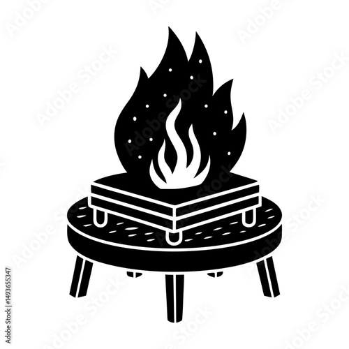 Fire Pit Bench silhouette vector