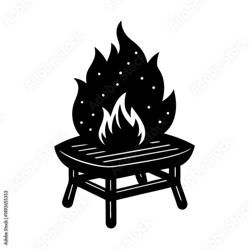 Fire Pit Bench silhouette vector