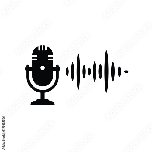 Retro microphone sound wave audio recording podcast