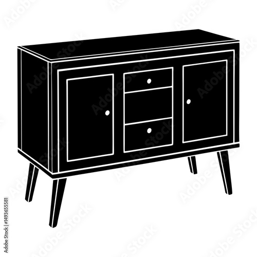Console Sideboard silhouette vector