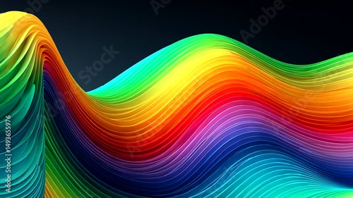 Rainbow Wave Colorful, flowing layers against a dark background