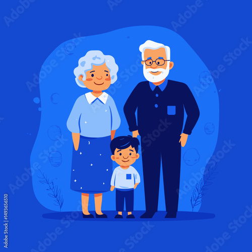 Cheerful Family Portrait with Grandparents and Grandchildren