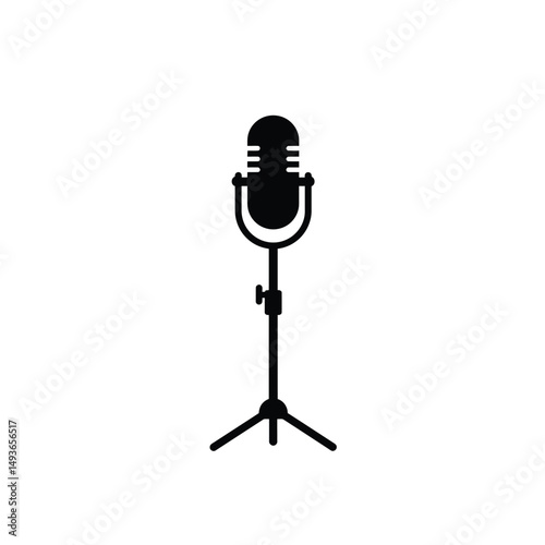 Retro microphone on tripod stand studio recording