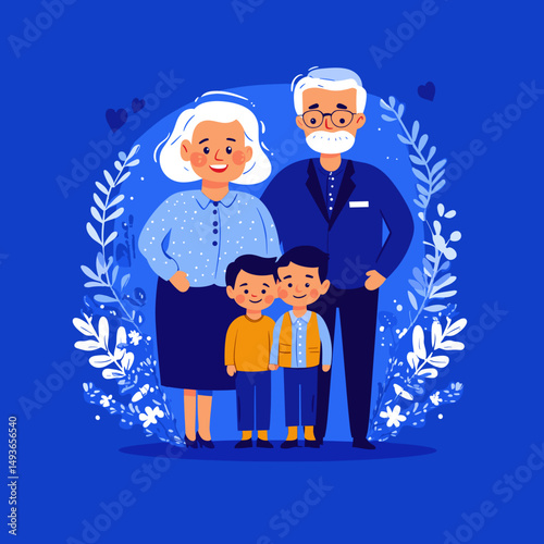 Cheerful Family Portrait with Grandparents and Grandchildren