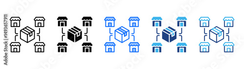 Distribution Icon Set With Multiple Style Collection 