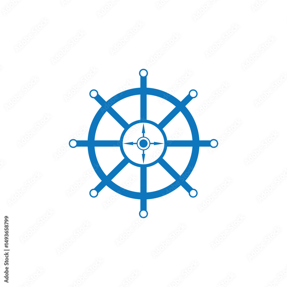 Obraz premium steering ship logo and vector template