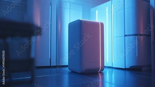 A futuristic smart appliance with AI integration for home automation and efficiency photo