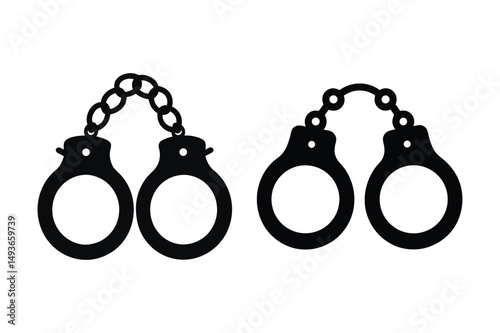 Handcuffs silhouette Vector bundle  illustration, Handcuffs silhouette