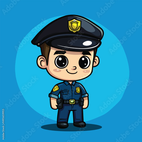 Adorable Cartoon Police Officer with Big Eyes and Uniform (1)