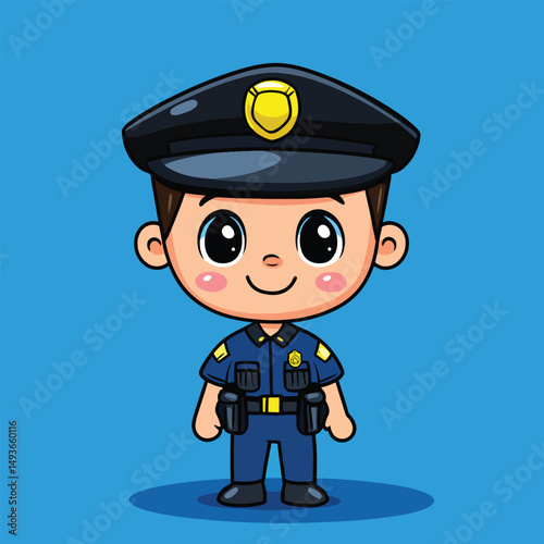 Adorable Cartoon Police Officer with Large Eyes and Uniform (1)