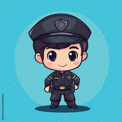 Adorable Cartoon Police Officer with Large Eyes and Uniform (2)