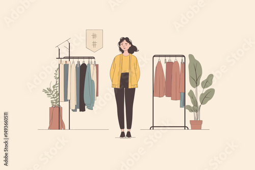 Stylish model in a clothing boutique