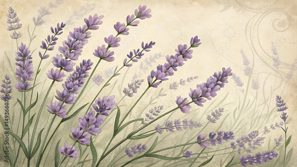 Naklejka premium vintage lavender flowers background