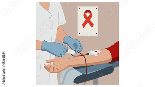 Woman donating blood for HIV testing