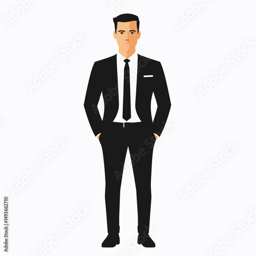 Stylish man in a suit with hands in pockets