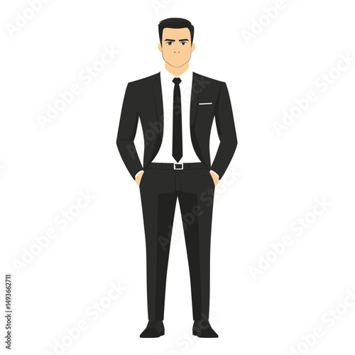 Stylish man in a suit with hands in pockets