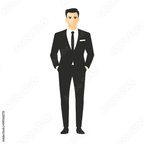 Stylish man in a suit with hands in pockets