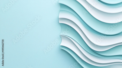 Abstract Wavy Layers Design in Light Blue and White Colors for Modern Backgrounds and Graphic Projects.