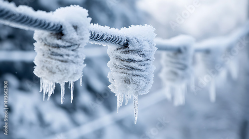 Obraz na płótnie Icy Cables with Icicles in Winter Weather w salonie
