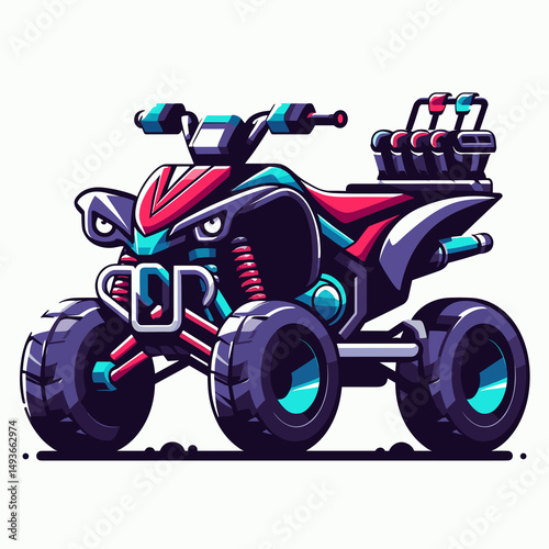 Colorful cartoon ATV illustration in vector style
