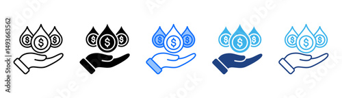 Liquidity Icon Set With Multiple Style Collection 