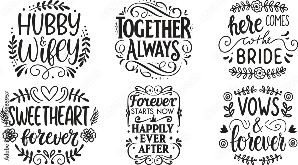 Fototapeta premium Romantic Wedding Typography Bundle with Modern Flair