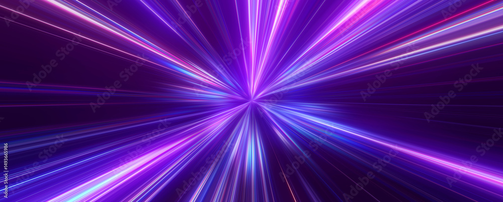 Fototapeta premium High speed traffic of flying neon colorful lines. Sci-fi digital illustration electric move of dynamic streaks in dark backdrop. 3d illustration