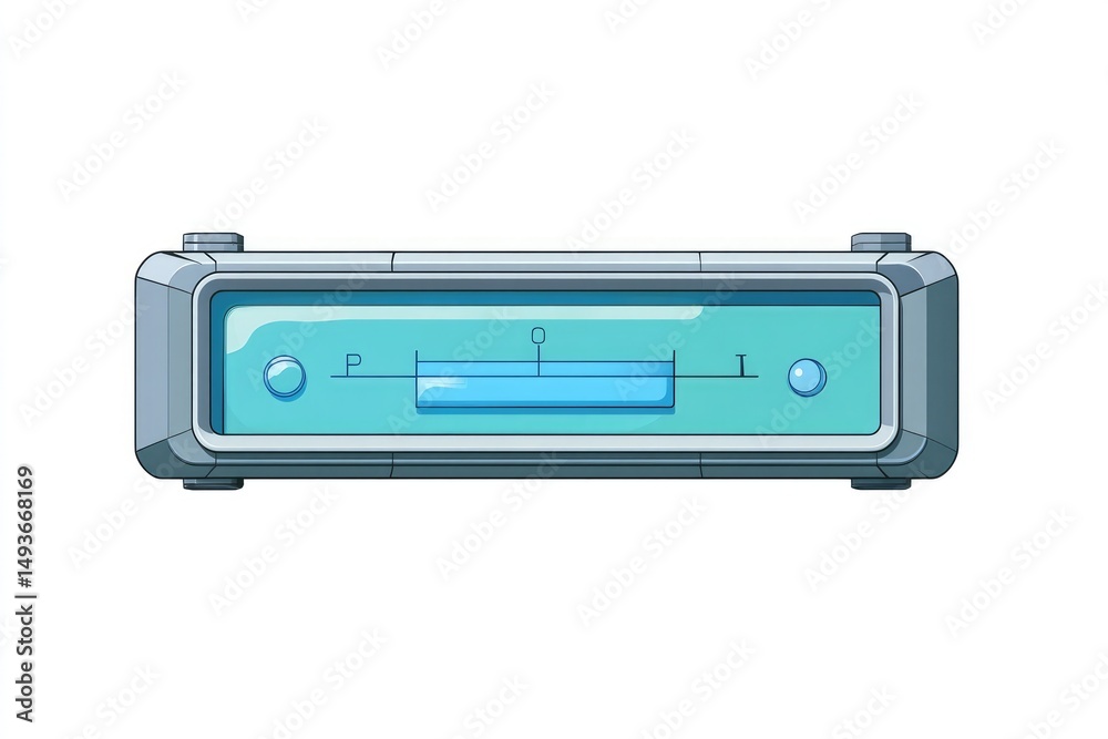 Fototapeta premium horizontal rectangular fill gauge for a video game user interface. transparent background. blue and white colors. Futuristic. simple crisp vector graphics. flat 2d illustration