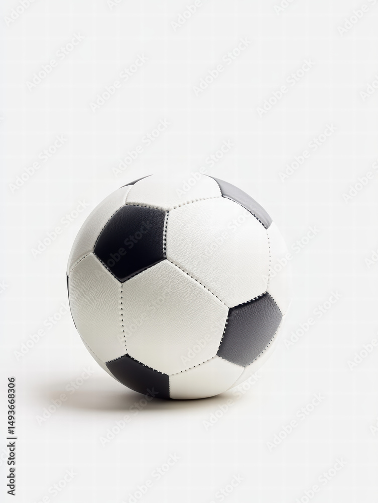 Naklejka premium Soccer Ball: A detailed studio shot capturing the iconic design of a classic soccer ball, rendered with crisp definition and a sense of the sport's simple beauty.