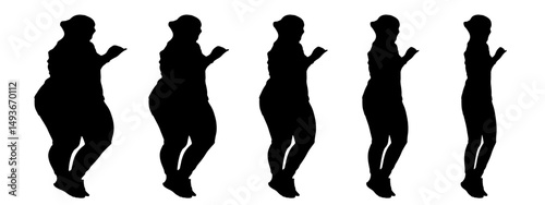 Conceptual fat overweight obese female vs slim fit healthy body after weight loss or diet on white background banner. A  fitness, nutrition or obesity, health shape illustration vector as silhouettes