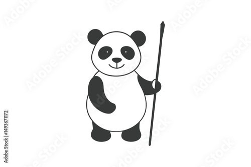 panda with a stick