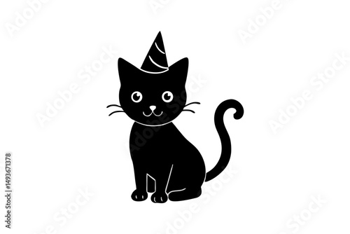 black cat on white background
