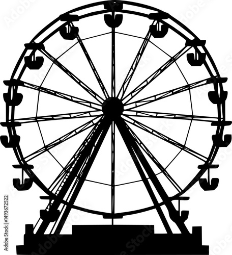Ferris wheel line art silhouette vector illustration
