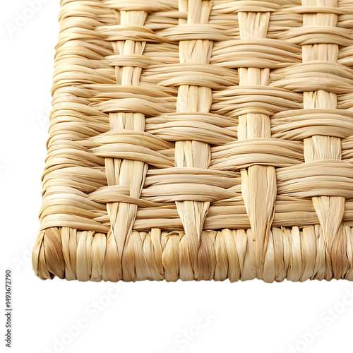 Elegant Minimalist Beach Mat Made of Straw with a R Isolated on Transparent Background